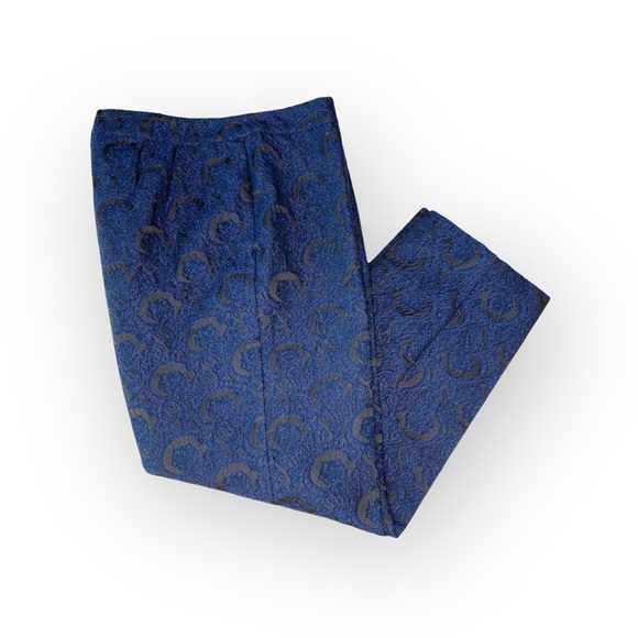 St John Collection ᪥ Luxe Metallic Brocade Dress Pants ᪥ Cobalt Blue ᪥ 12 Large - Picture 3 of 15